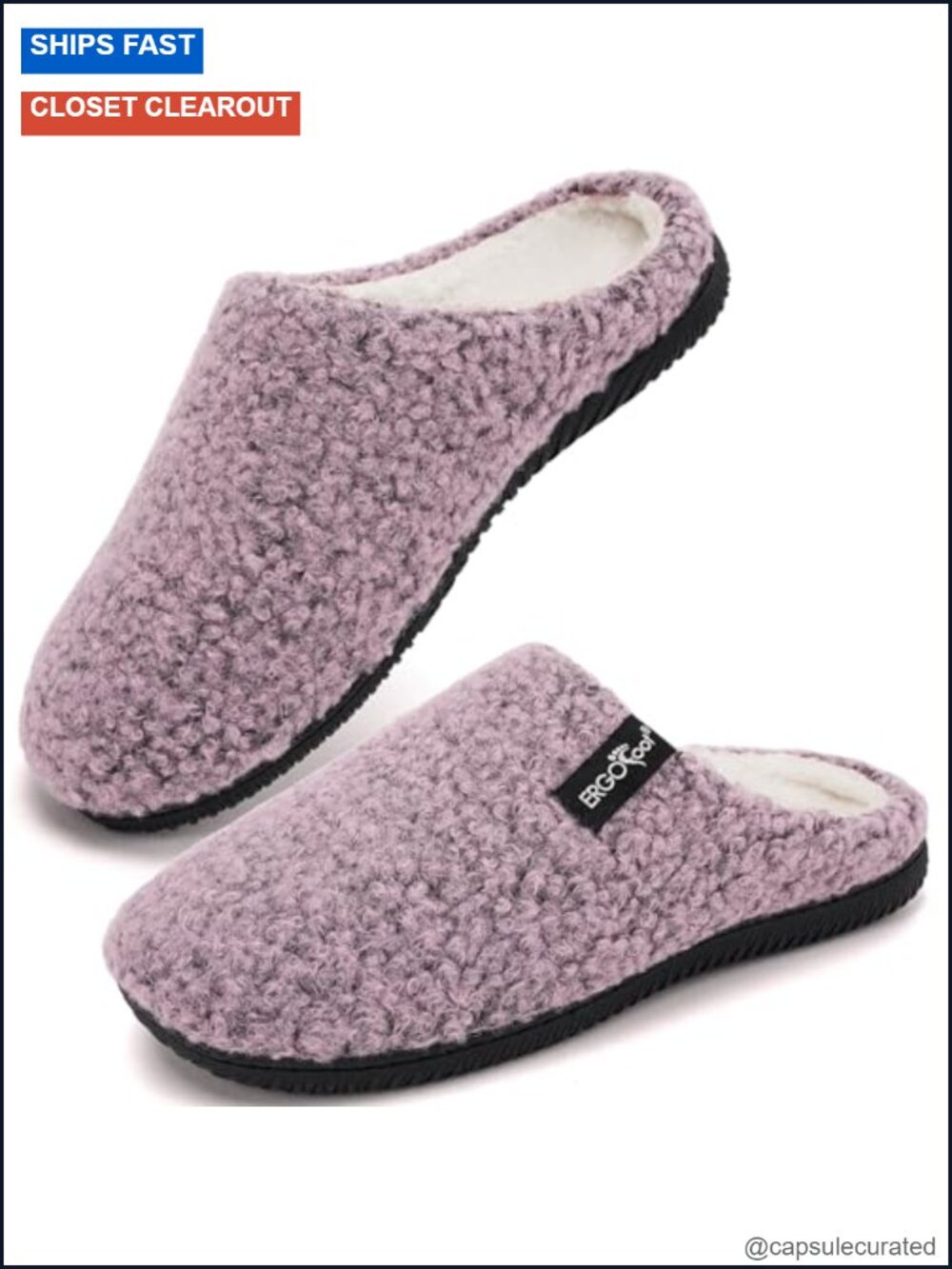 Orthopedic Slippers with Removable Arch Support Insoles, Sherpa Fleece Clog,